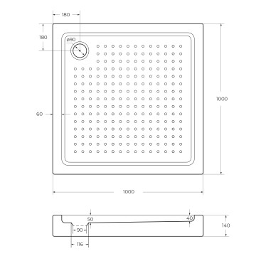 Акриловый поддон CEZARES TRAY-A-A-100-15-W0