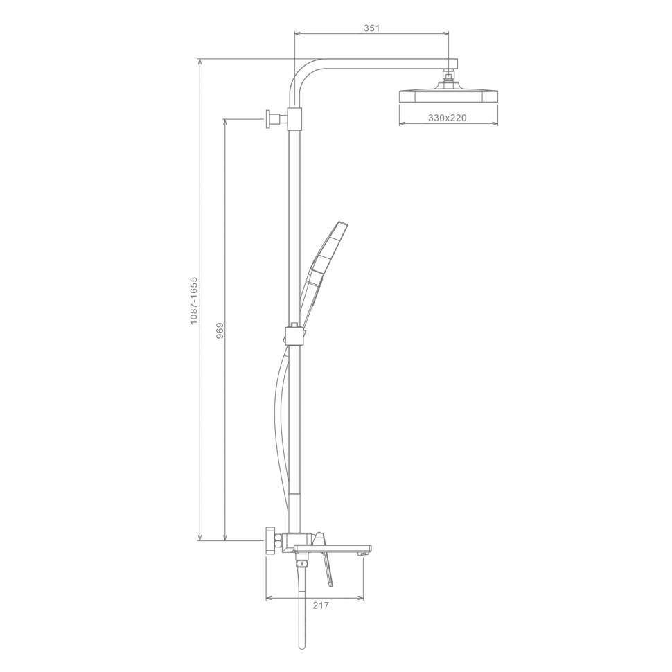 Душевая система Raglo для ванны и душа R51.24.09 Графит