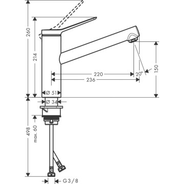 Смеситель для кухни Hansgrohe Zesis M3 3 150 74802000 хром