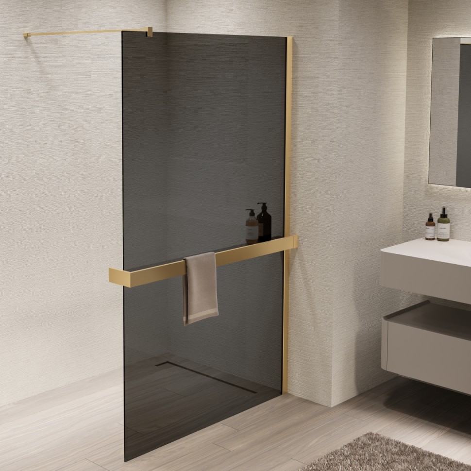 Душевая перегородка Walk-In VSW-1HR110CGG, 1100*2000, матовый золотой, стекло тонированное