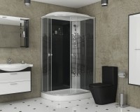 Душевая кабина Niagara Eco NG-4512-14R BLACK (120х80х215) низкий поддон(13см),стекло мозаика,3 места