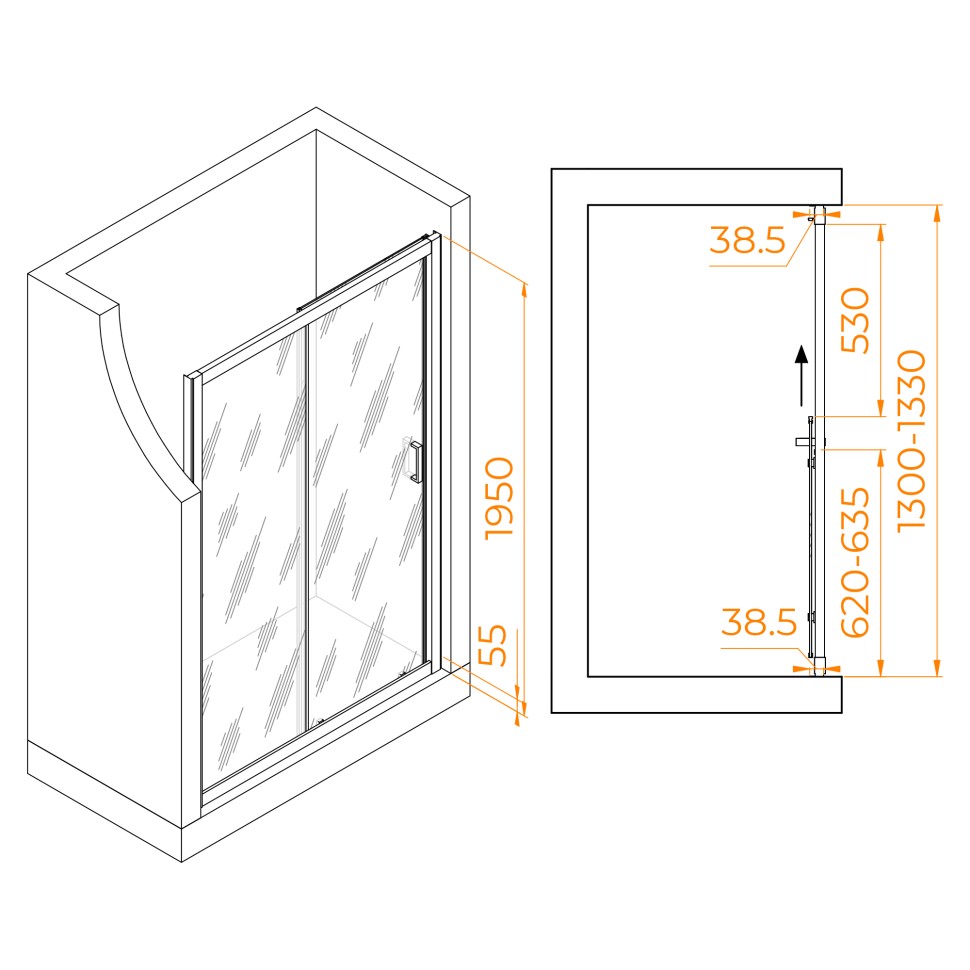 Душевая дверь RGW PA-016 (Матовое-Сатинат, 1300)