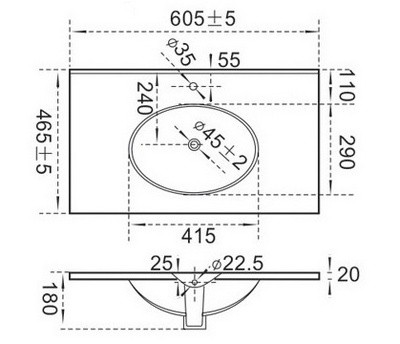 Раковина для ванной CeramaLux 9060F