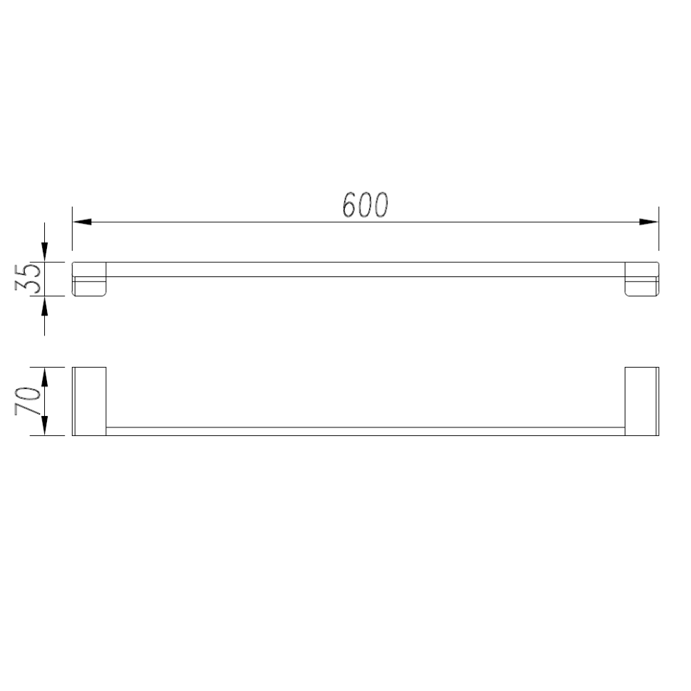 AQM7303MB Tivoli Держатель банного полотенца 600мм, черный матовый
