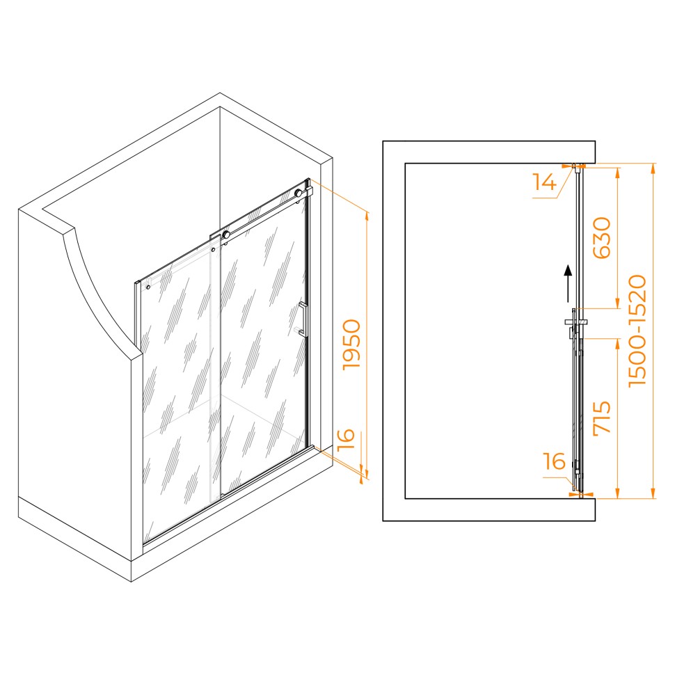 Душевая дверь RGW TO-14 (Прозрачное, 1500)