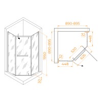 Душевой уголок RGW HO-081B (Прозрачное, 900x900)