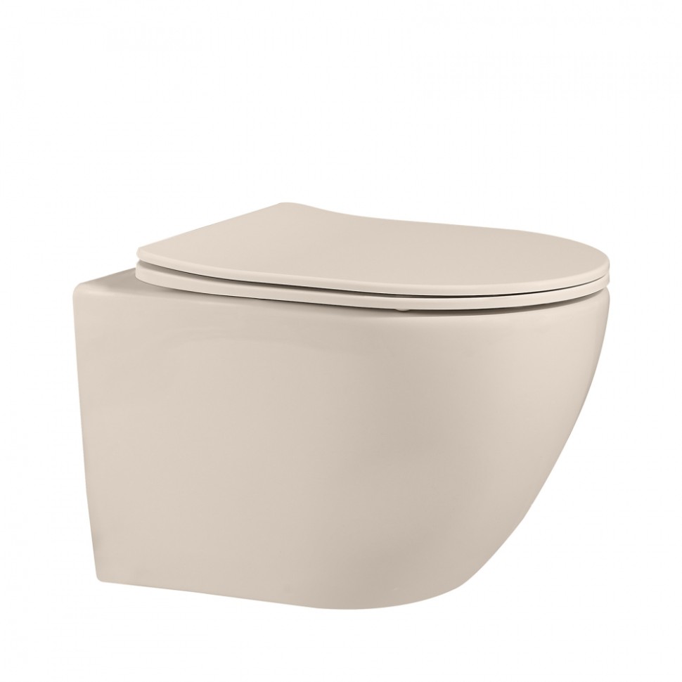 Унитаз ABBER Bequem AC1101MBE подвесной светло-бежевый матовый, безободковый
