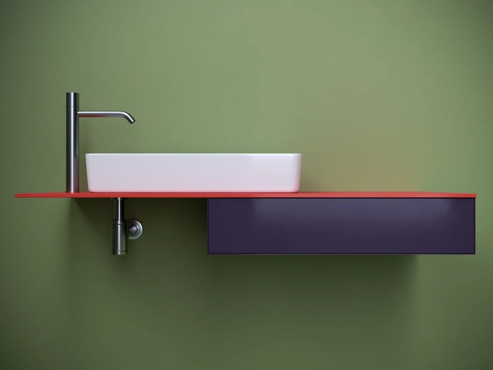 Раковина накладная со смещенным сливом, с возможностью установки на столешницу под стиральную машину, 620x340x110, цвет белый