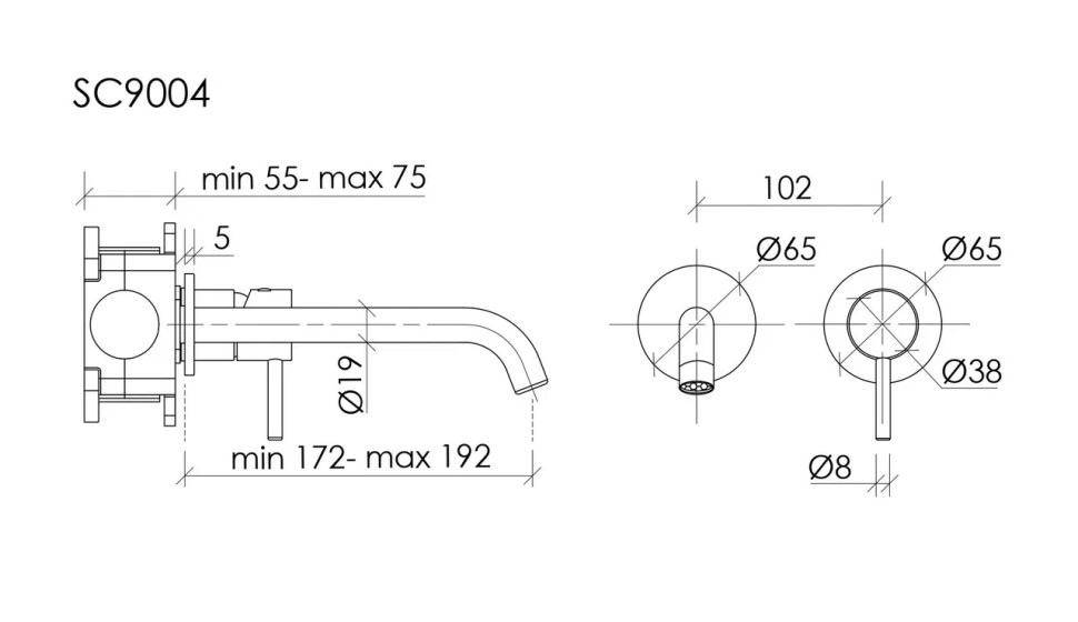 Смеситель для раковины SANCOS Etna с внутренней частью, вороненая сталь, арт. SC9004GG