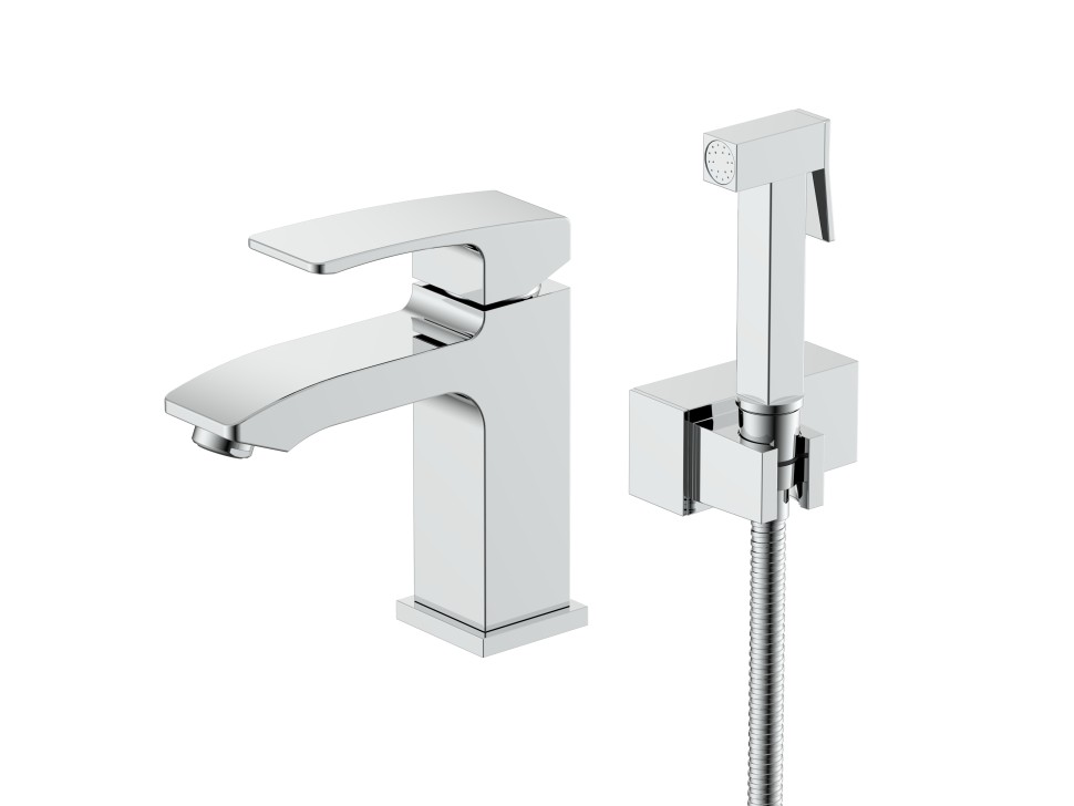 Смеситель Raglo с гигиеническим душем для умывальника хром