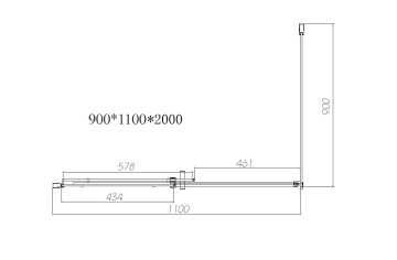 Душевой уголок Дайс (Dice) VSR-4D9011CLB, 1100*900, черный, стекло прозрачное