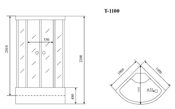 Timo Standart T-1100 душевая кабина 100*100*220