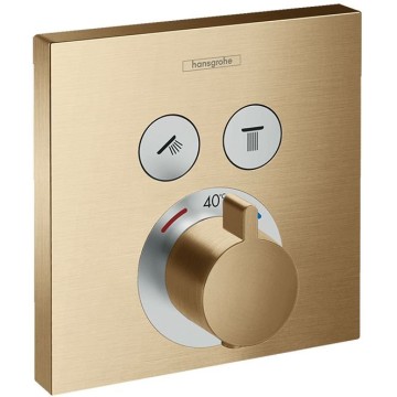 Смеситель Hansgrohe ShowerSelect для душа, термостатический, на 2 источника, внешняя часть, цвет: шлифованная бронза 15763140