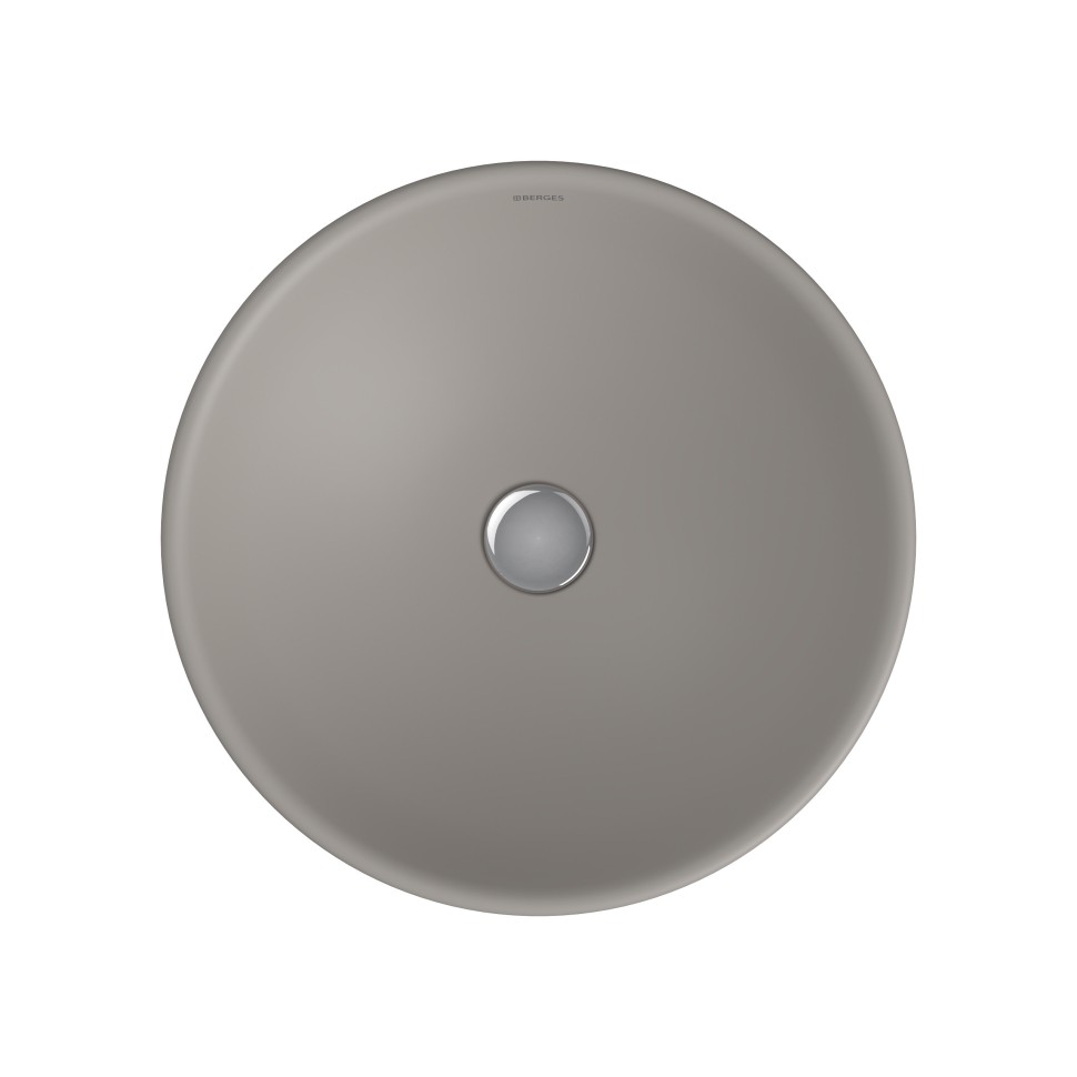 Раковина BERGES Mascon накладная, ? 45 см, матовый серый, без отверстия под смеситель