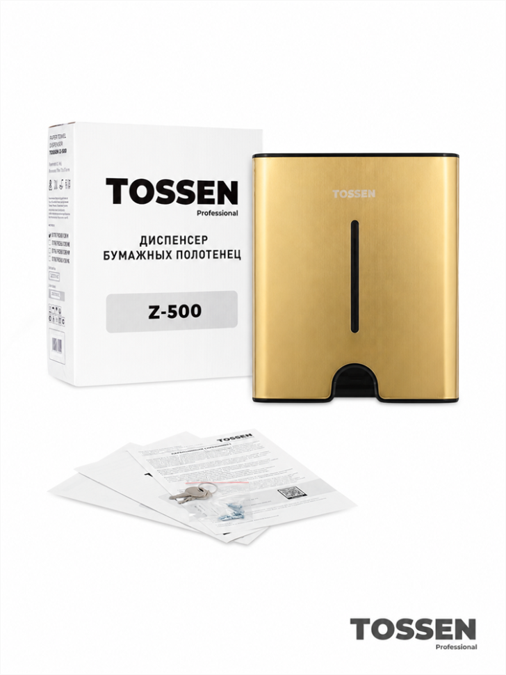 TOSSEN Z-500 MS - диспенсер бумажных полотенец (коллекция «Золотая сталь»)