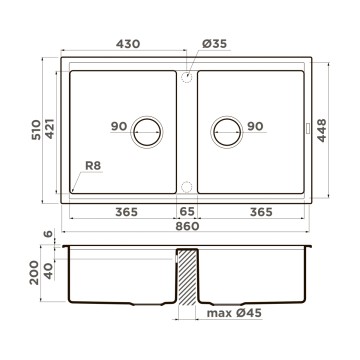 Кухонная мойка Omoikiri Kitagawa 86-2-GB Artceramic/графит