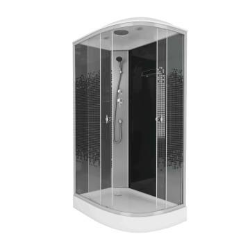 Душевая кабина Niagara Eco NG-4512-14L BLACK (120х80х215) низкий поддон(13см),стекло мозаика,3 места