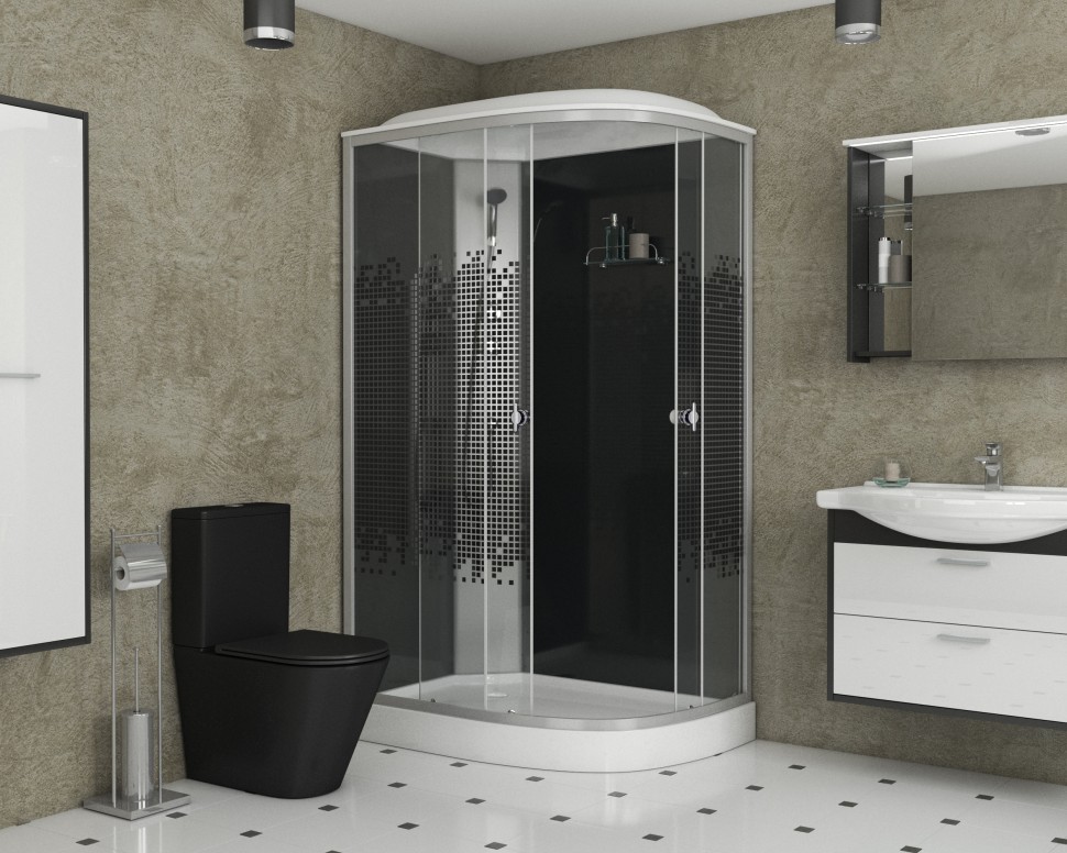 Душевая кабина Niagara Eco NG-4512-14L BLACK (120х80х215) низкий поддон(13см),стекло мозаика,3 места