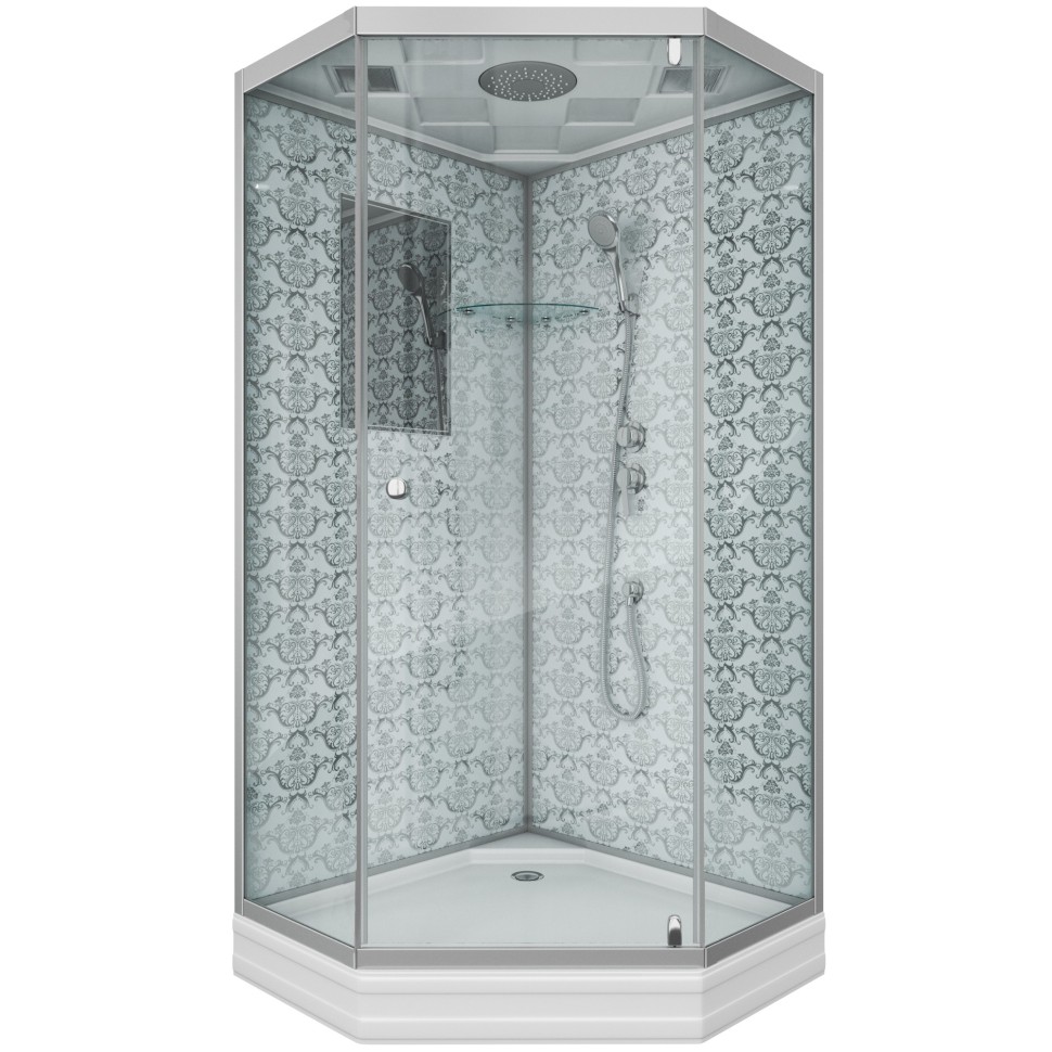 Душевая кабина Niagara Luxe NG-7701DW (90x90х210) низкий поддон(15см),дверь распашная,стенки серебро,3 места