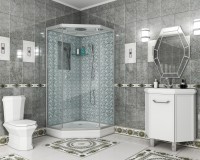 Душевая кабина Niagara Luxe NG-7701DW (90x90х210) низкий поддон(15см),дверь распашная,стенки серебро,3 места
