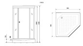 Душевая кабина Niagara Luxe NG-7701DW (90x90х210) низкий поддон(15см),дверь распашная,стенки серебро,3 места