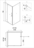Душевое ограждение Niagara Nova NG-6802-08ВLACK (100х100х195) квадрат,черный,дверь распашная,стекло прозрачное,1 место