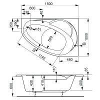 Акриловая ванна VAGNERPLAST FLORA 150x100 Right