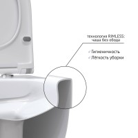 Унитаз BERGES подвесной EGO Rimless 49см, сиденье дюропласт Toma Slim SO, микролифт, быстросъем