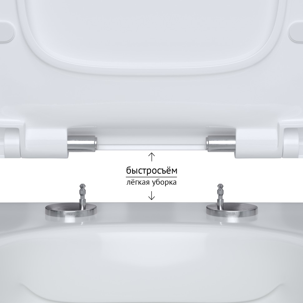 Унитаз BERGES подвесной EGO Rimless 49см, сиденье дюропласт Toma Slim SO, микролифт, быстросъем