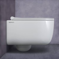 Унитаз BERGES подвесной EGO Rimless 49см, сиденье дюропласт Toma Slim SO, микролифт, быстросъем