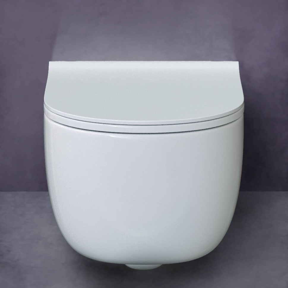 Унитаз BERGES подвесной EGO Rimless 49см, сиденье дюропласт Toma Slim SO, микролифт, быстросъем