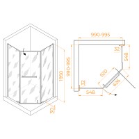 Душевой уголок RGW HO-081 (Прозрачное, 1000x1000)