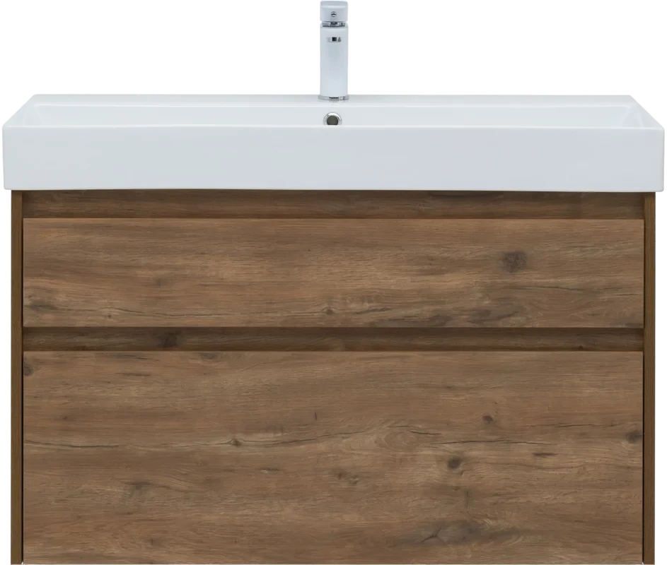 Тумба с раковиной Nova Lite 100 2 ящ. (SLIM SYNERGY) цв. дуб рустикальный