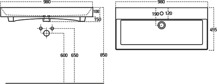 Тумба с раковиной Nova Lite 100 2 ящ. (SLIM SYNERGY) цв. дуб рустикальный