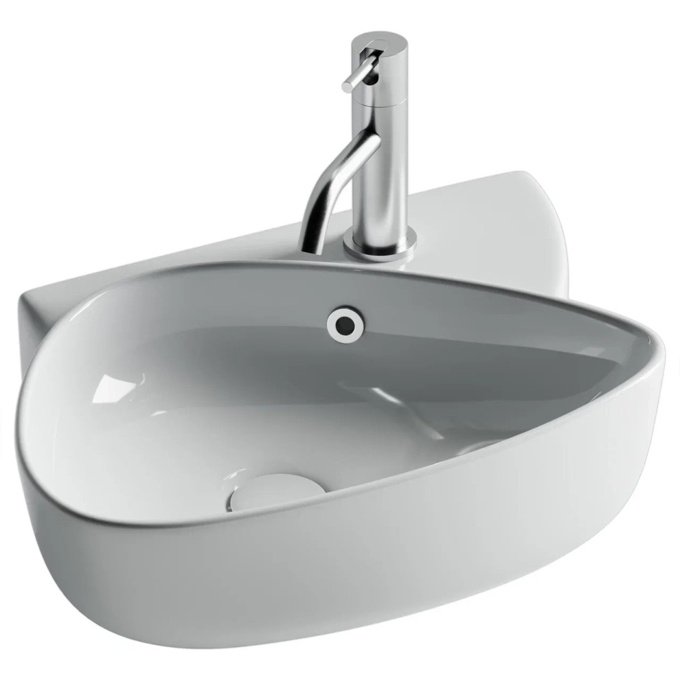 Раковина подвесная с отверстием под смеситель, 495x350x155, цвет белый