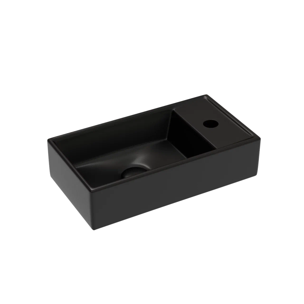 Умывальник подвесной прямоугольный (чаша слева, отверстие под смеситель справа) цвет черный матовый Element 407x217x100