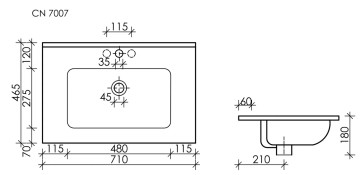 Умывальник накладной прямоугольный Element 710x465x180мм