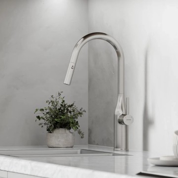Смеситель для кухни SANCOS Grand с вытяжным изливом, цвет нержавеющая сталь, арт. SC4002BNG