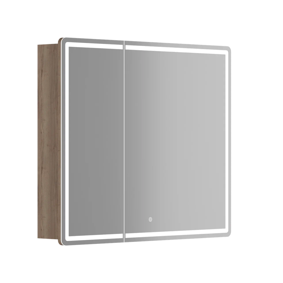 Зеркальный шкаф для ванной комнаты SANCOS Mirror 890x150х740 мм, с LED подсветкой, цвет дуб галифакс натуральный, арт. MI90EG