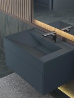 Раковина для ванной кварцевая Uperwood Lotus Quartz 80х50х13 см, серая матовая, бетон