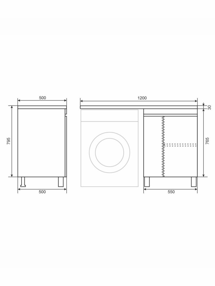 Тумба под стиральную машину напольная Uperwood Magenta 55х50х76,5 см, белая, с дверцами