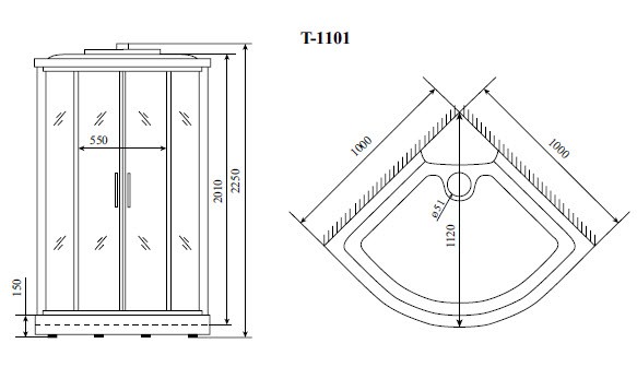 Timo Standart T-1101 душевая кабина 100*100*220