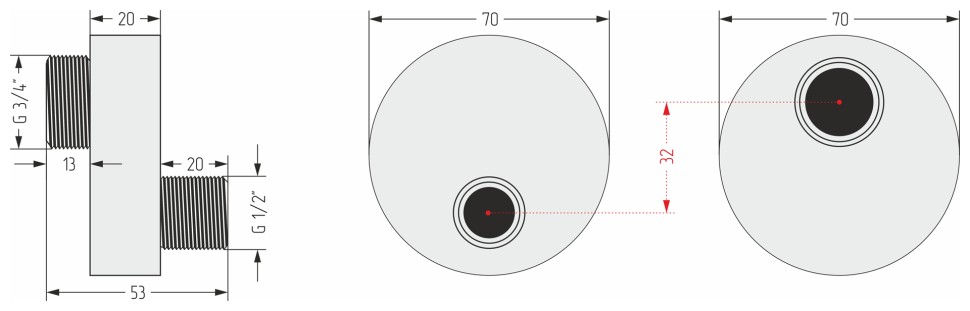 Эксцентрик TUBE e 32 мм (G 1/2" НР х G 3/4" НР) / 2 шт.