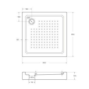 Акриловый поддон CEZARES TRAY-A-A-85-15-W