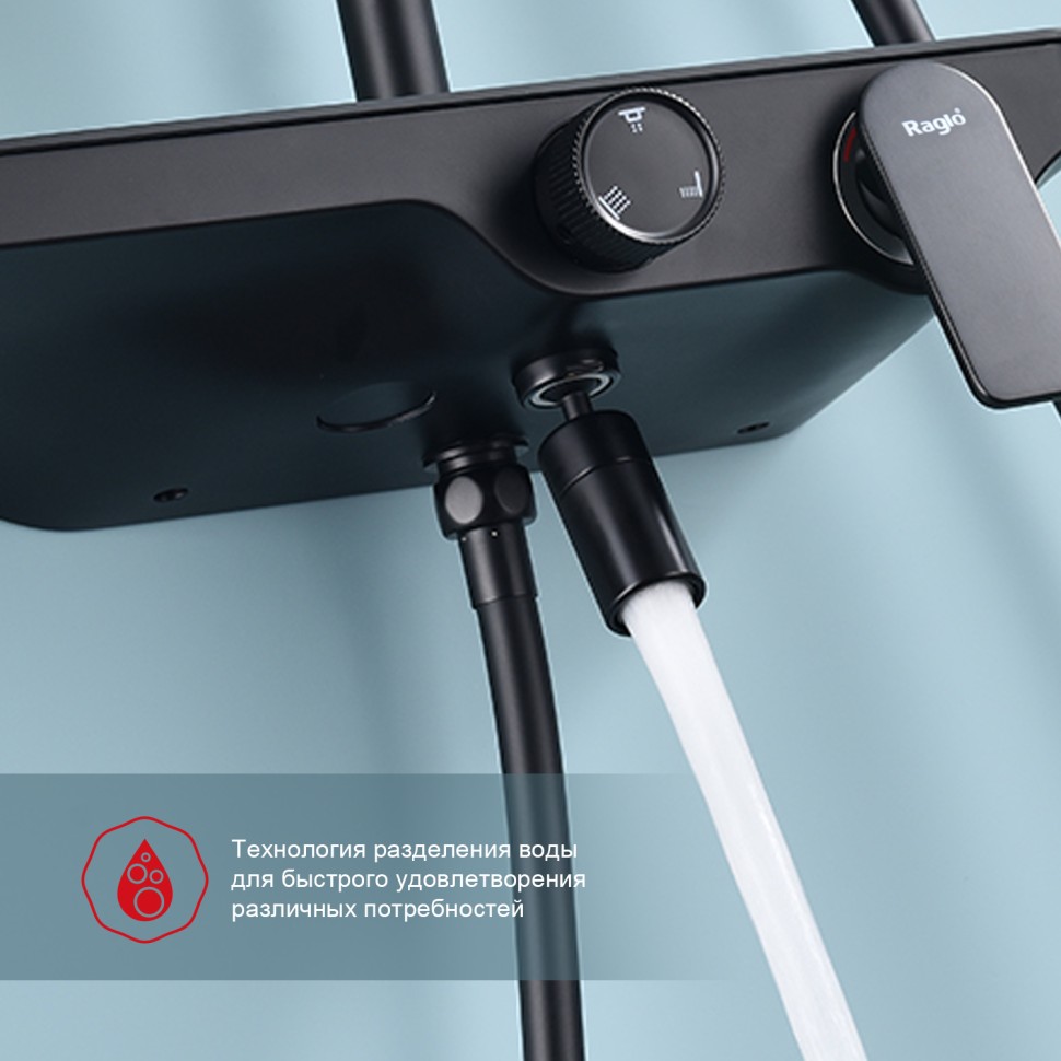 Душевая система Raglo для ванны и душа R60.24.06 Черный