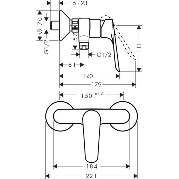 Смеситель для душа Hansgrohe Logis E хром 71602000