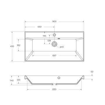 Раковина из искусственного камня BelBagno BB900/450-LV-ART-AST-NERO