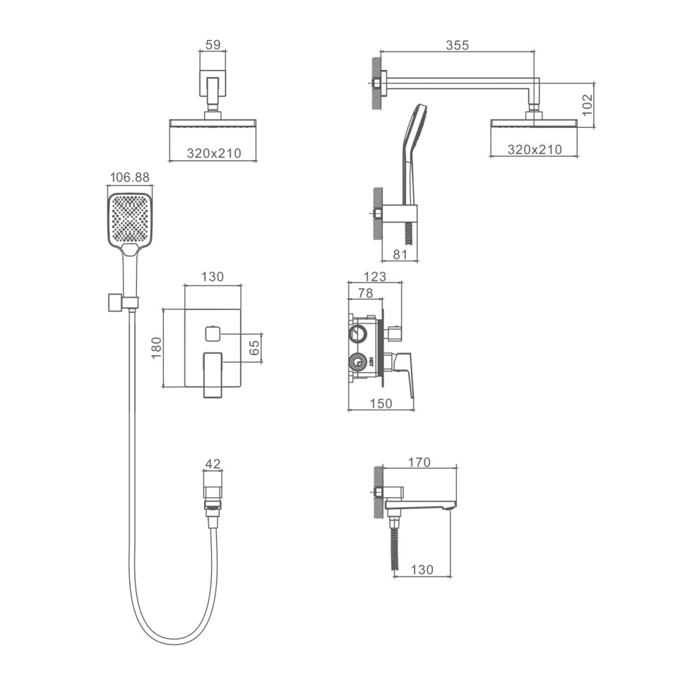Душевая система Splenka встраиваемая S01.27 Хром