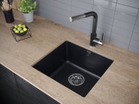 Мойка GERA 50, IT-GRANIT, PM104546-BLM, черный металлик, 445х460, подст. мон. Paulmark