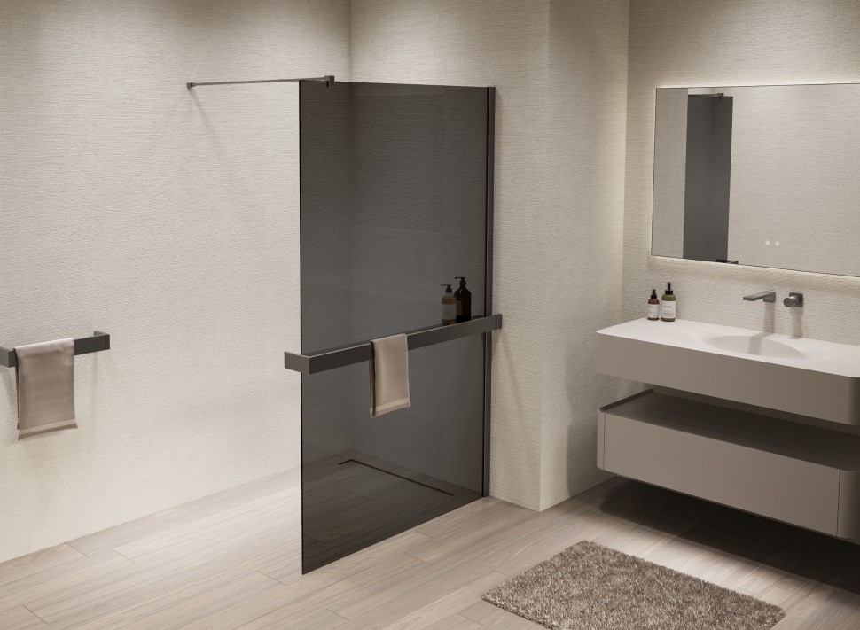 Душевая перегородка Walk-In VSW-1HR110CGGM, 1100*2000, вороненая сталь, стекло тонированное